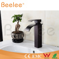 Square Black Orb Brass Single Handle Waterfall Basin Faucet/Copper Water Tap Mixer